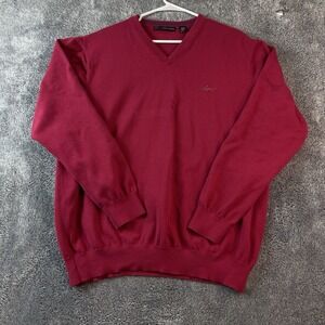 Greg‎ Norman Sweater Mens 2XL Red Maroon V Neck Casual Pullover Cotton Adult